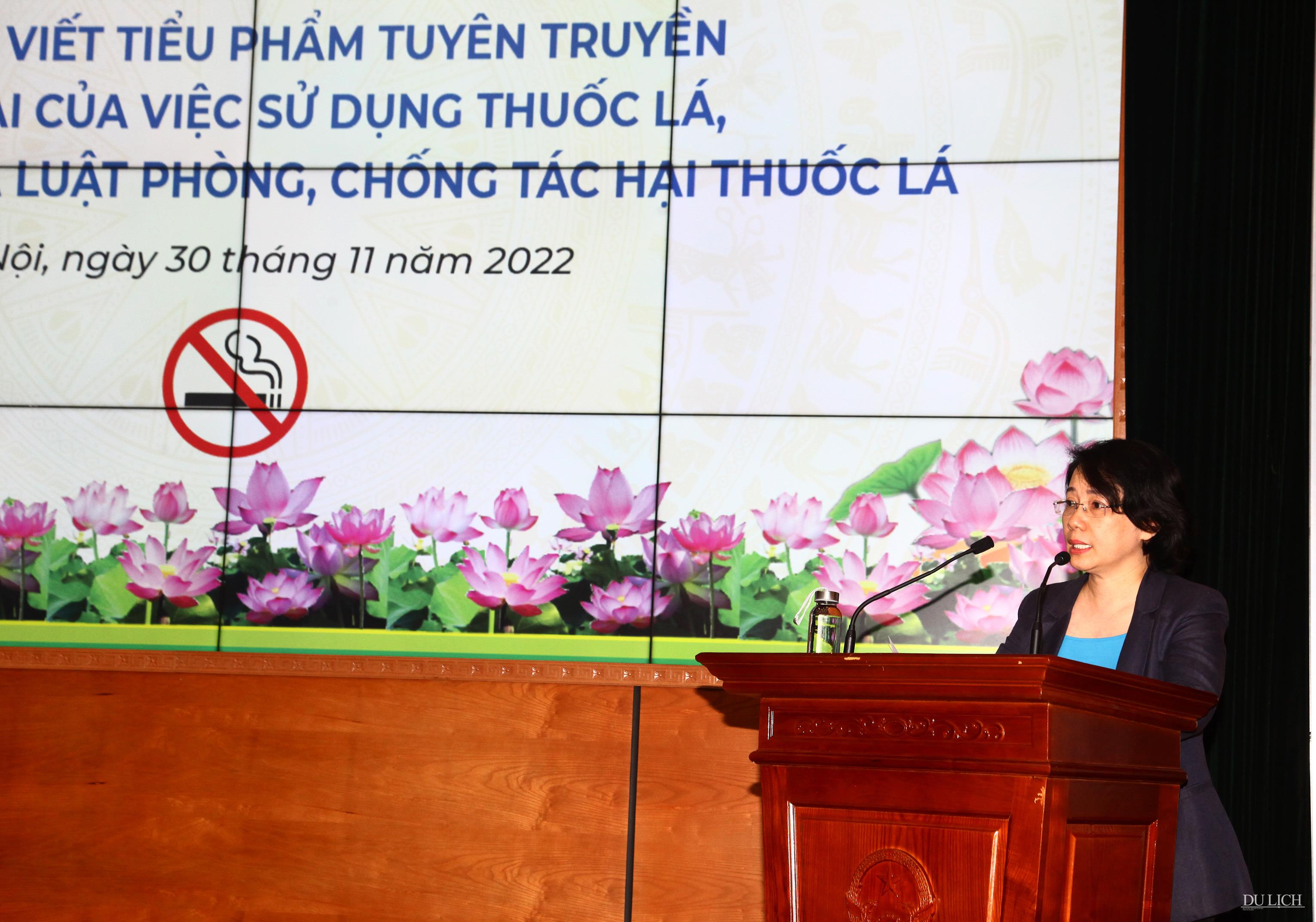 Phó Giám đốc Quỹ Phòng chống tác hại của thuốc lá - Bộ Y tế Phan Thị Hải phát biểu